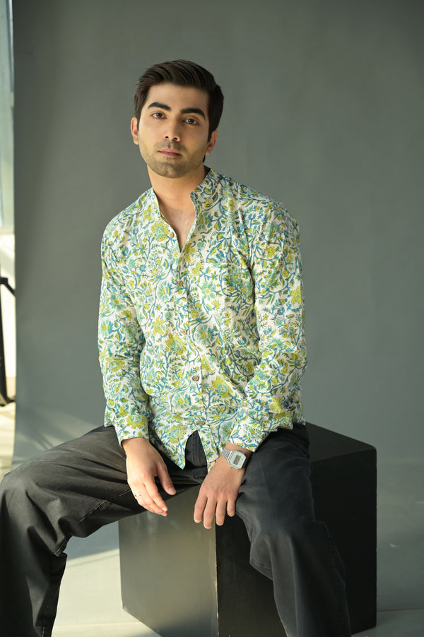 Green-And-White-Floral-Shirt 6 Best Floral shirts for guys